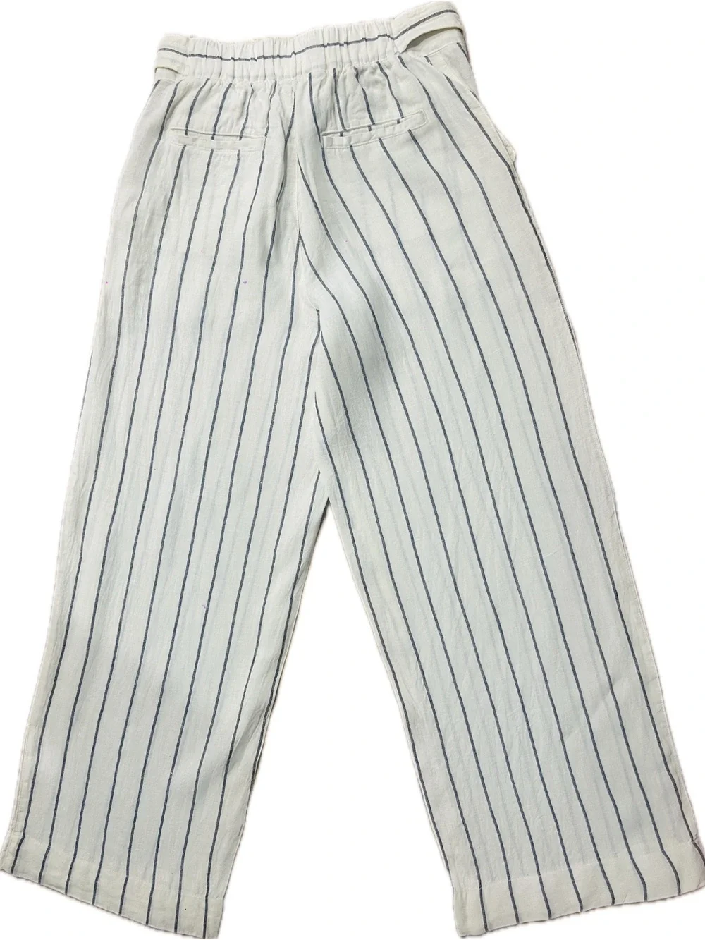 LN Halston SZ 8 Cream/Black Wide-Leg Stripe Tie-Waist Pants/Waist 28”-32” - Picture 3 of 6